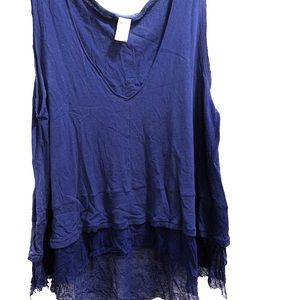 Free People Navy Oversized VNeck Top Runs Large